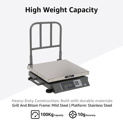 Equal 100kg Stainless Steel Portable Mobile Chicken/Field Weighing Scale, 400x400mm